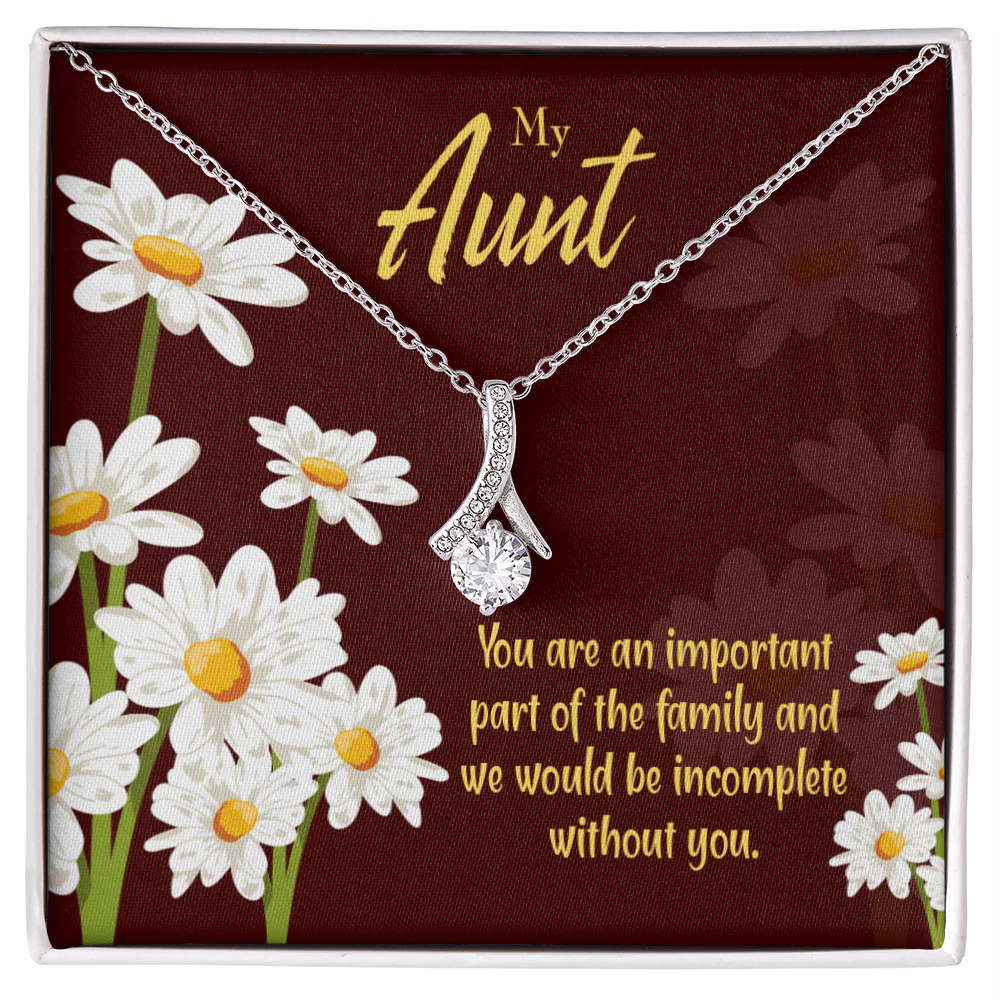 To My Aunt Important Aunt Ribbon Necklace Silver Tone Standard Box